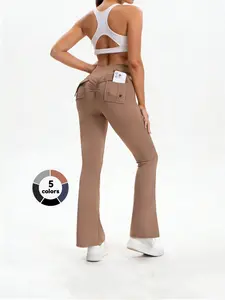 Scrunch Butt Lifting Flare Leggings for Women, High Waisted Yoga Pants with Deep Pockets, Tummy Control Workout Leggings, Fitness Pants