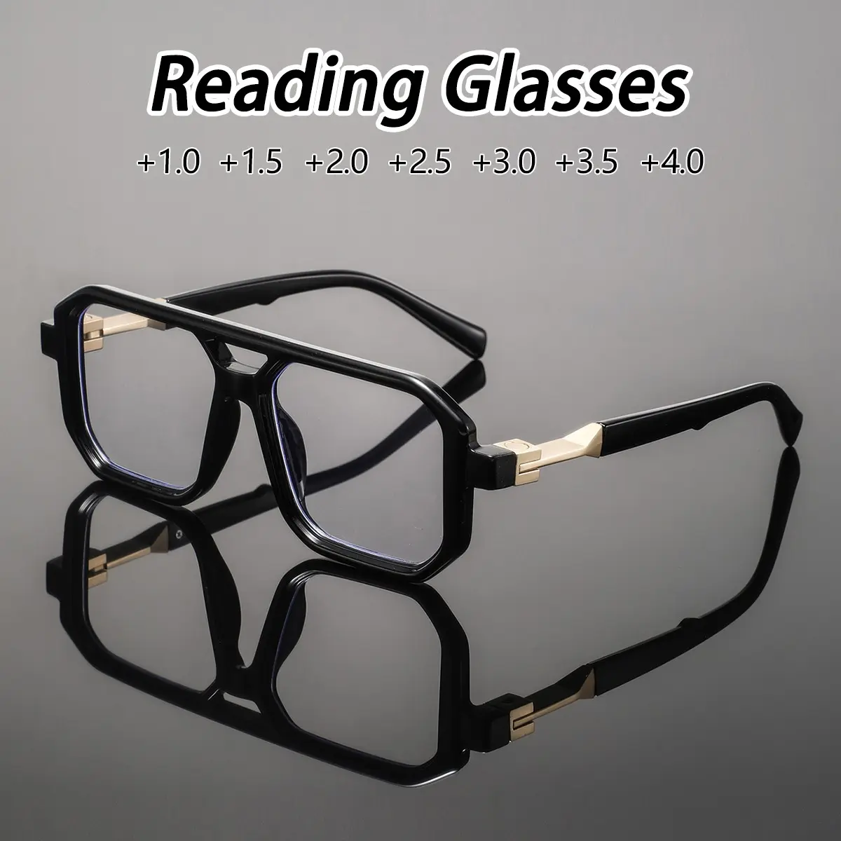 Men's Plastic Square Flat Top Glasses, Vintage Elegant Classic Trendy Fashion Square Frame Eyewear, Versatile High-End Old Style Reading Glasses, Square Frames Eyeglasses, Fashionable Frames Glasses