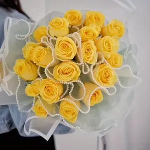 1pc 5 Yards Long Valentine's Day Pleated Wavy Bouquet Wrapping Flower Wrapping Mesh, See-through Flower Packaging Material, Cuttable Wavy Yarn Decoration Florist Supplies