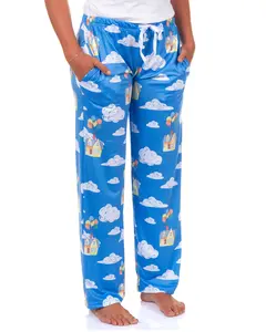 Disney UP Pjs Women's Floating House With Balloons Clouds Pajama Pants Loungewear Blue