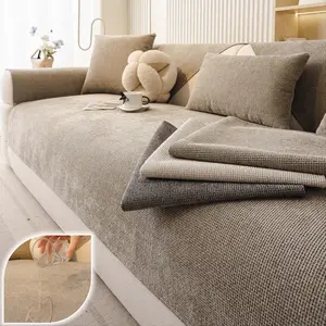 Water-Resistant Linen-Look Couch Covers for Dogs, Anti-Slip, Pet-Friendly, Washable Furniture Protectors, Machine Washable, Durable Fabric, Scratch-Proof, Dustproof Sofa Slipcover for 1/2/3/4-Seater, Sectional Couch, Neutral Color, Sofa Protector