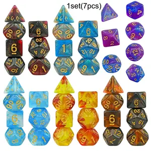 7 Piece Starry Effect Dnd Dice Set, Fun Tabletop Game Accessories, Perfect for Dungeons Game Role-Playing Games