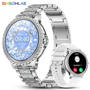 SIMSONLAB Women's Fashion Smart Watch, Fashionable Digital Watch with 2 Straps, Multifunctional Sports Watch with Heart Rate Monitoring for Women, Wearable