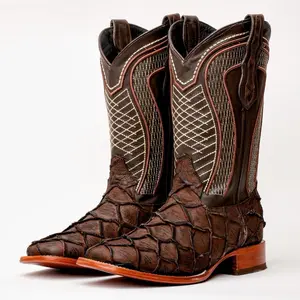 Matte Chocolate Leather Boots - Square Toe