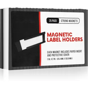 25 count  Tool Box Labels 1x2 inches | C   Label Holders for File Cabinet, Breaker Box, Metal Shelf, Locker, Toolbox Drawer