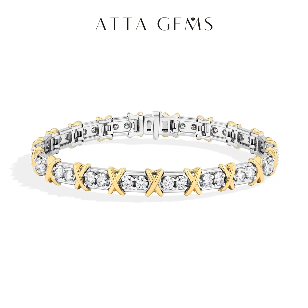ATTAGEMS 2.7mm Round Cut Lab Grown Moissanite Bracelet for Women Men 925 Sterling Silver Bracelet Engagement  Birthday Gift Daily wear Fine Jewelry B078, Unisex summerwins
