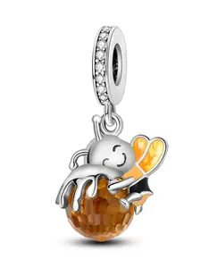 Cute Bee & Honey Pot Design Pendant, Rhinestone Decorated Pendant for Women & Girls, Diy Jewelry Making Supplies for Necklace and Bracelet for Holiday Engagement Gift, Charms, Bee Pendants