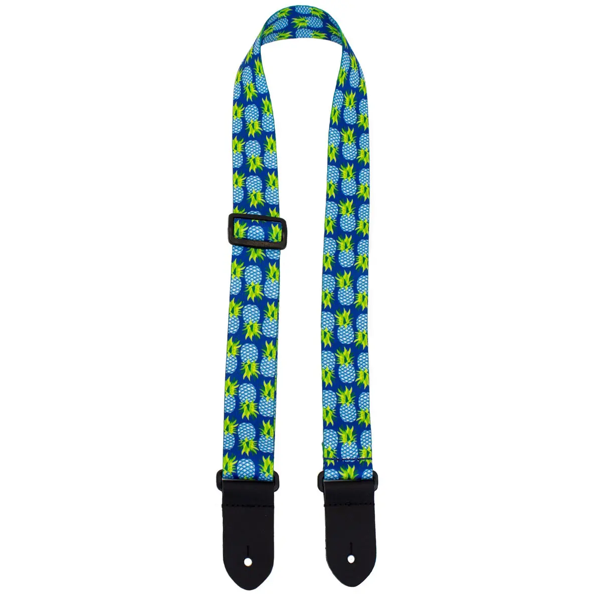 Perri's Leathers FWS15 1.5" Wide Soft Polyester Ukulele Strap, Blue Pineapples