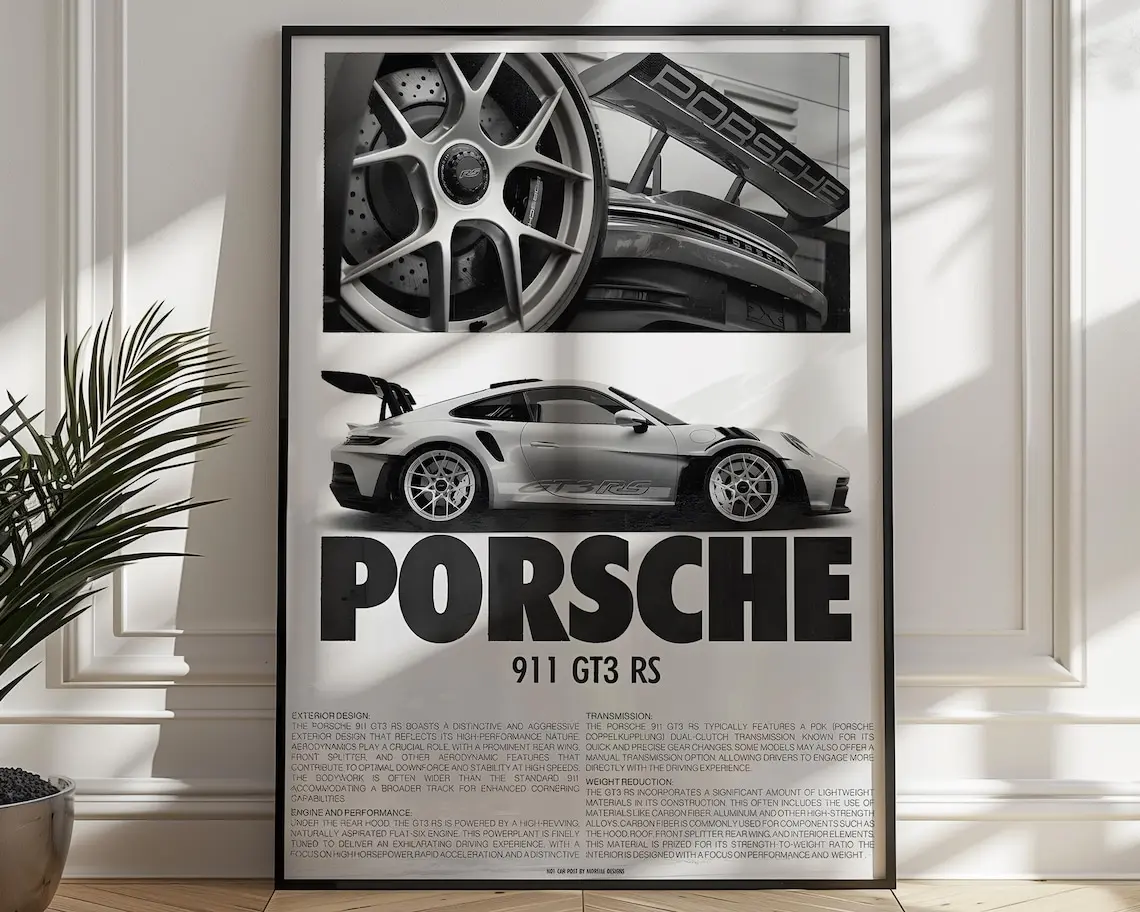 Porsche 911 GT3 RS poster, Wall Art Print, Home Decor , Product without frame Gift Porsche 911 GT3 RS poster, Wall Art Print, Home Decor , Product without frame Gift
