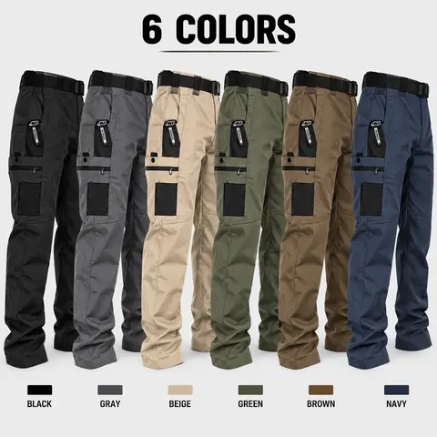 HOMUG Men's Tactical Cargo Work Pants, Water-Resistant 230 GSM Durable Fabric, Multi-Pocket Utility Pants with Zipper Pockets for Work, Hiking, Fishing, Camping & Outdoor Activities,Size Up for a Looser Fit