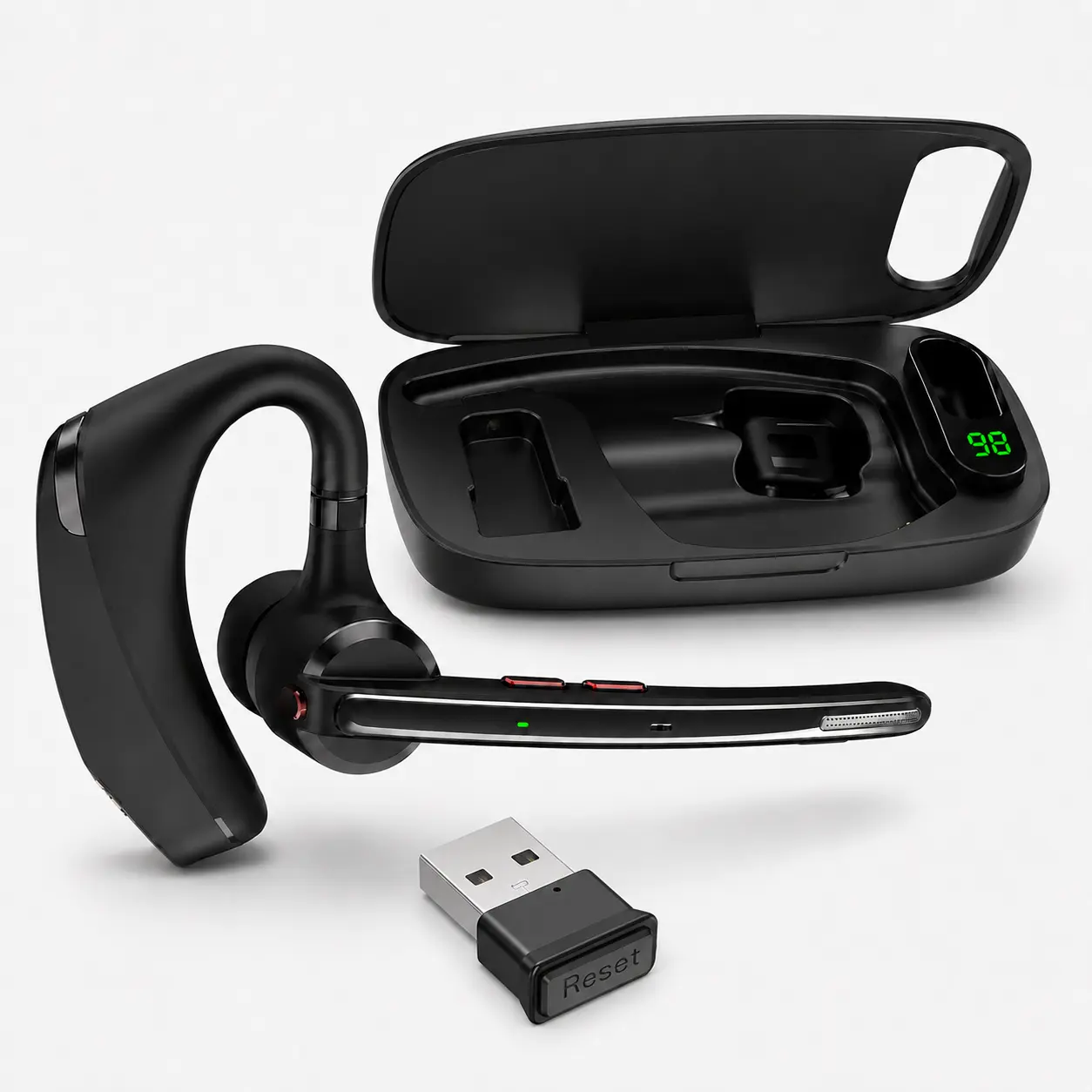 FONO Bluetooth Headset with Mic for Truckers & Work Calls, 22H Call Time, Dual-Mic ENC Noise Reduction, 500mAh Charging Case, Mute Button, USB Adapter Included, Hands-Free Wireless Earpiece, Manufacturer Warranty, G10 Summerwins