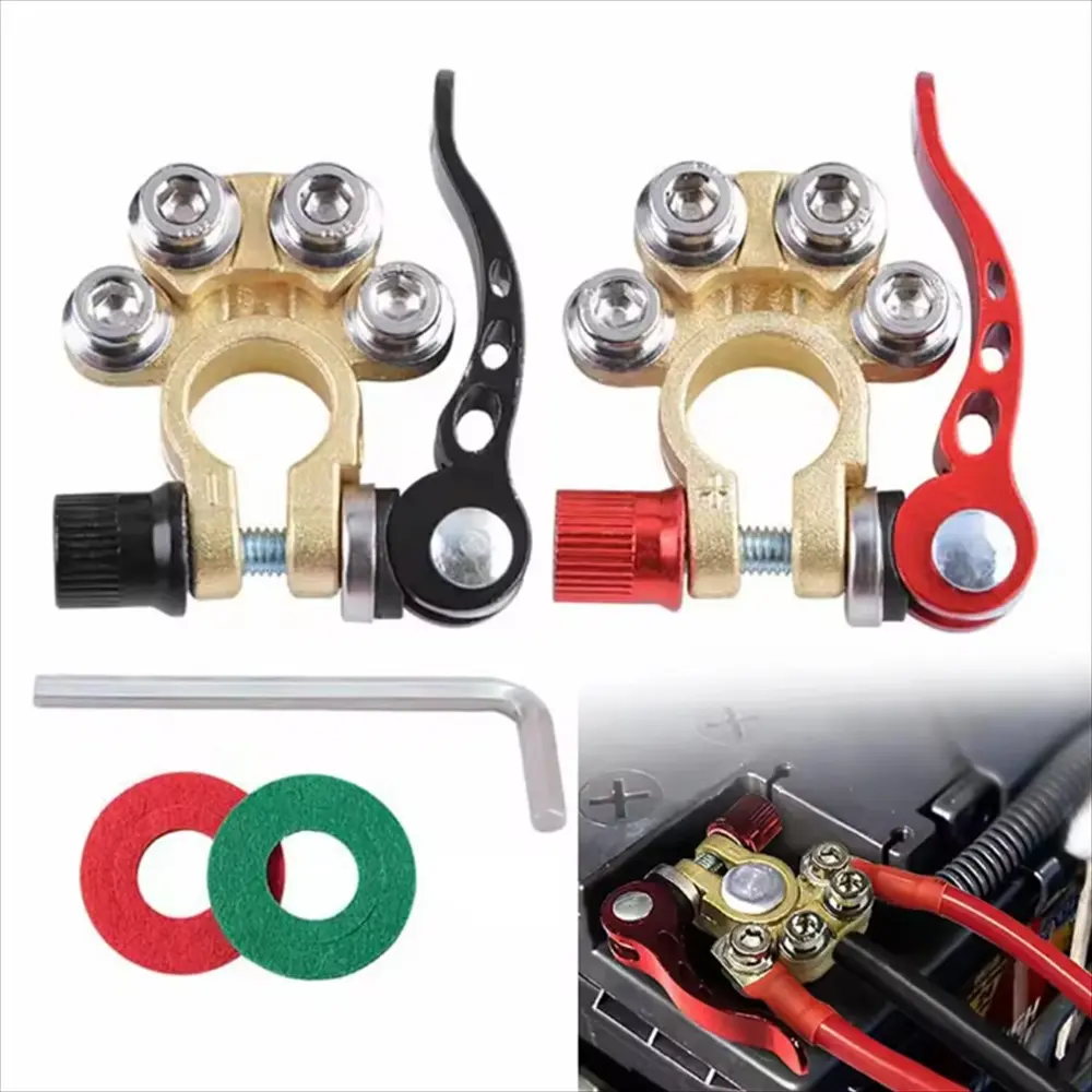 1 Pair 12V 24v Car Battery Terminal Connectors, Durable Aluminum Alloy, Automotive Battery Crimp Tool, Suitable for Cars, Trucks, Boats, Car Parts
