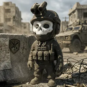3D Printed Skull Tactical Soldier Decorative Figurine, Home Room Bookshelf Desktop Decoration, Unique Wall Art Ornament