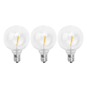 3Pcs G40 Led Replacement Light Bulbs, E12 Screw Base Shatterproof LED Globe Bulbs for Solar String Lights Warm White