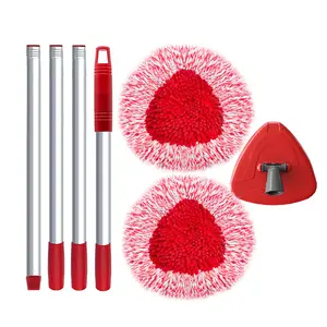 Pack of 2 Spin Mop Replacement Covers for Vileda Turbo Mop or o-cedar EasyWring 1 Tank Spin Mop, 3-in-1 Mop Wiper Replacement Heads with 30-58 inch Handle and 1 Base - Multi-Surface Cleaning for Floors, Glass, Cars, RVs, Spin Mop Refill
