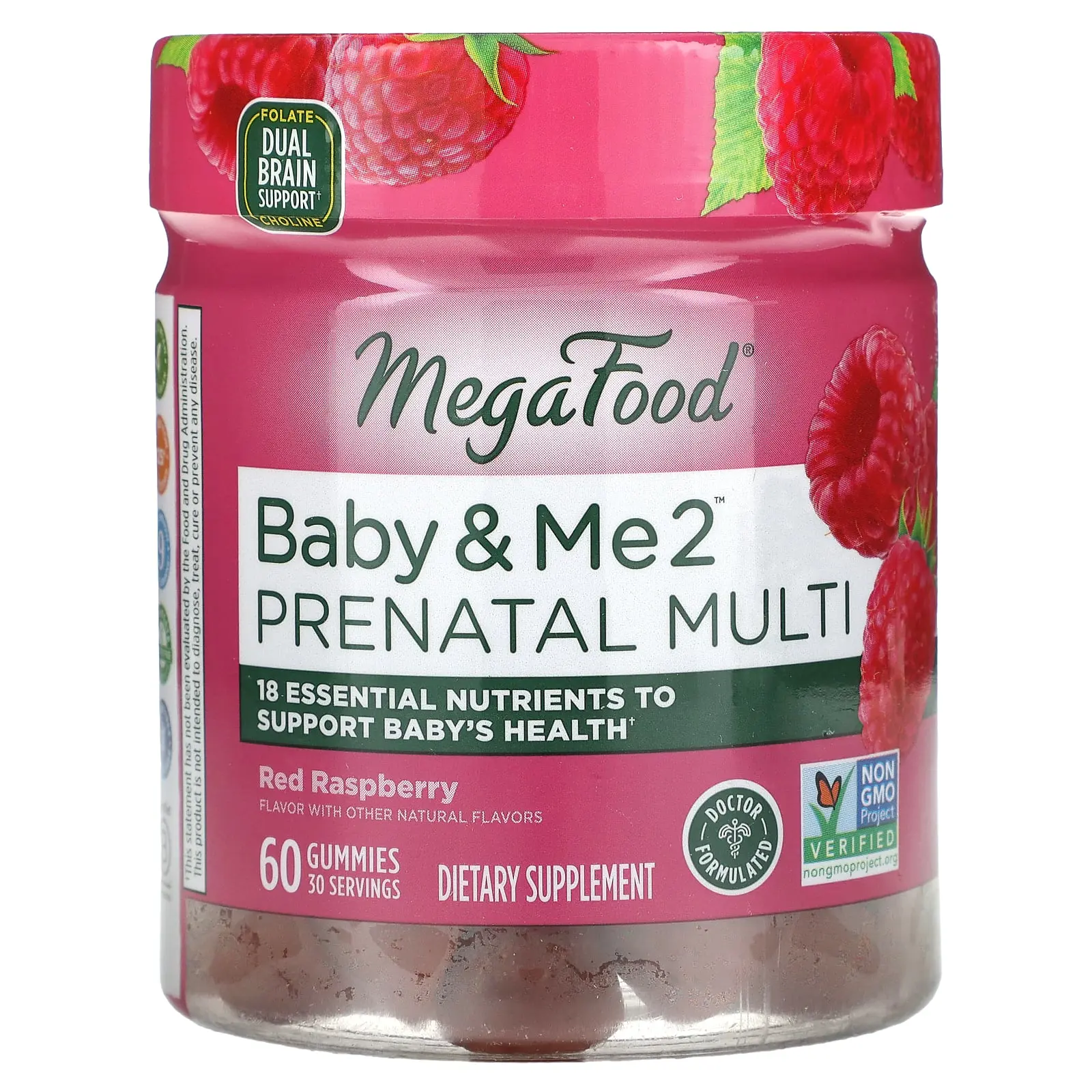 MegaFood Baby & Me 2, Prenatal Multi, Red Raspberry, 60 Gummies | HSA/FSA Eligible