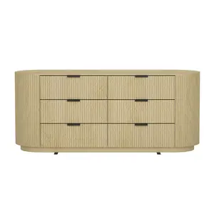 Olivia 71.3" Double Dresser in Natural Oak and Gold