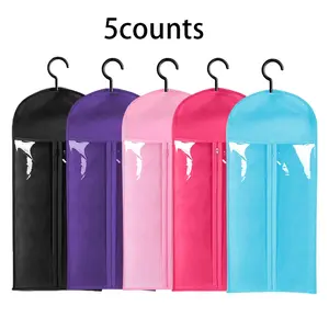 5Pcs/2Pcs Wig Storage Bag With Hook Wig Storage Hanger Zipper Transparent Dustproof Design Covers Wig Storage Bag, Hair Extension Holder Wig Bag Wig Storage For Multiple Wigs Holder Hair Extension Hanger Wig Tool Wigs Accessories, Household Dust Cover