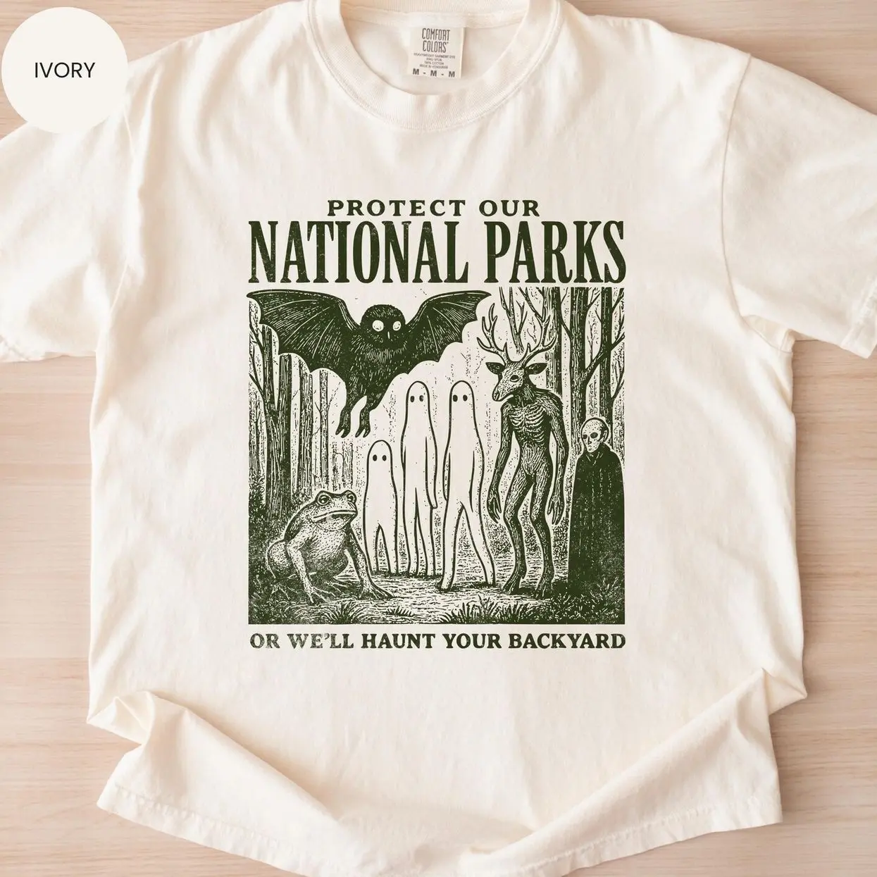 Comfort Colors® Mothman Shirt, Cryptid tshirt, Cryptidcore Wendigo tee, Weirdcore Vampire gifts, Folk Horror Clothing, Alt National Park tee