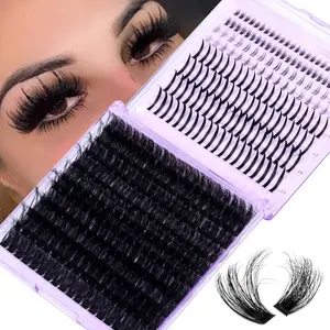 236pcs Fluffy False Eyelashes Set, Volume Individual Lashes, Mixed Lengths 5-21mm, D Curl, Cotton Material, DIY Lash Extensions, Festival Makeup Essentials
