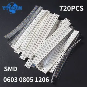 720PCS SMD Capacitor 0603 0805 1206 36 Values Capacitor Assorted Kit 1Pf ~10Uf 10PF 30PF 47PF 330PF 4.7NF 10NF 68NF 100NF