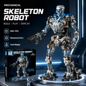 4-in-1 Mechanical Robot Building Set, Transformable Mecha Model Kit with LED Lights & Movable Joints