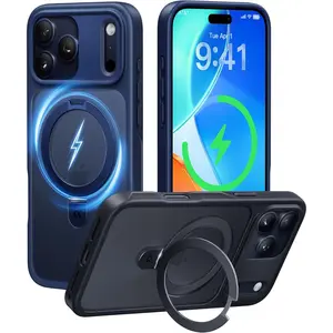 CASEKOO Magnetic Stand Case for iPhone 17/16/15 Pro Max, Shockproof Translucent Matte Cover Compatible with MagSafe, Slim Anti-Slip Military-Grade Phone Case  Cellphone Protective