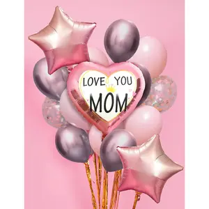 Happy Mother's Birthday Balloon Garland Kit, Pink & Metallic Balloons with Love You Mom Foil