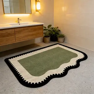 Unisex Retro Wave Design Bath Mat, Non-Slip Soft Comfortable Rug for Bathroom & Living Room, Ideal for Sofa Tea Table Entrance Hallway, Home Supplies