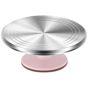 Aluminum Cake Stand, Rotating Cake Display Tray, Round Decorative Turntable, Bakery Showcase Holder, Birthday Wedding Party Accessories, Decoration