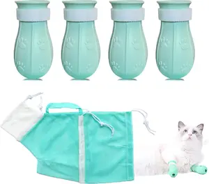Anti-Scratch Silicone Cat Shoes，Adjustable Multifunctional Anti-Bite Shower Mesh Bag, paw Protection，Cute Safe Adjustable Drawstring Design Travel Bathing Bag for Cats Grooming, Grooming Supplies，Nail Trimming, Injection， Bath  accessory, pet tools tiktok