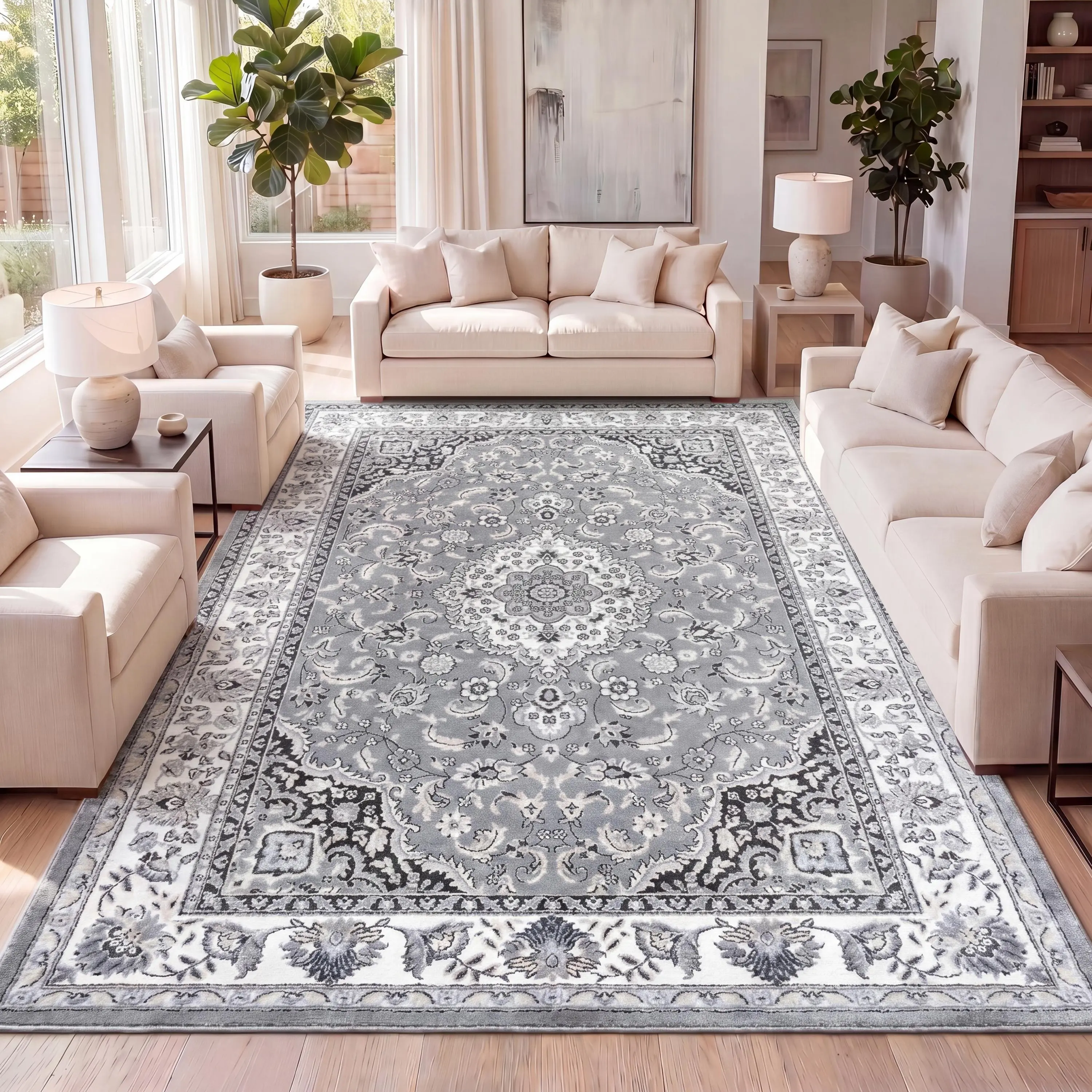 JONATHAN Y Palmette Modern Persian Floral Shaped Decorative Indoor Area Rug - Elegant Modern Floor Rug for Living Room Decor, Home Decor