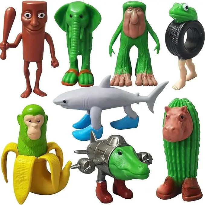 8pcs Italian Brainrot Tung Sahur Animal Shaped Figurines Set - Tralalero, Tralala, Bombardino, Crocodilo, Shimpanzini, Bananini Collectibles, Compact Home Decor Statues, Meme Themed Birthday Gifts for Meme Fans, Coworker Presents, Great Gift For Meme Fans