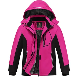 Girls Ski Jacket Waterproof Fleece Lined Snowboard Jacket Warm Winter Snow Coats with Removable Hood
