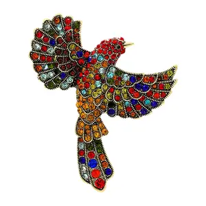 Large Hummingbird Brooch with Colorful Rhinestones Unique Fashion Lapel Badge