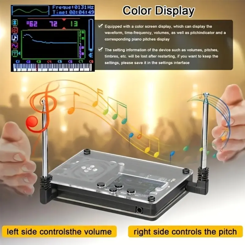 DIY Musical Acrylic Theremin Electronic Sound Synthesizer Kit - LED Screen, Built-in Speakers, Push Button Controls, 70+ Tones, Minimalist Compact Design, Traditional Piano-Infused Features, Songs & Audio Support, Geeky Gift for Boyfriends