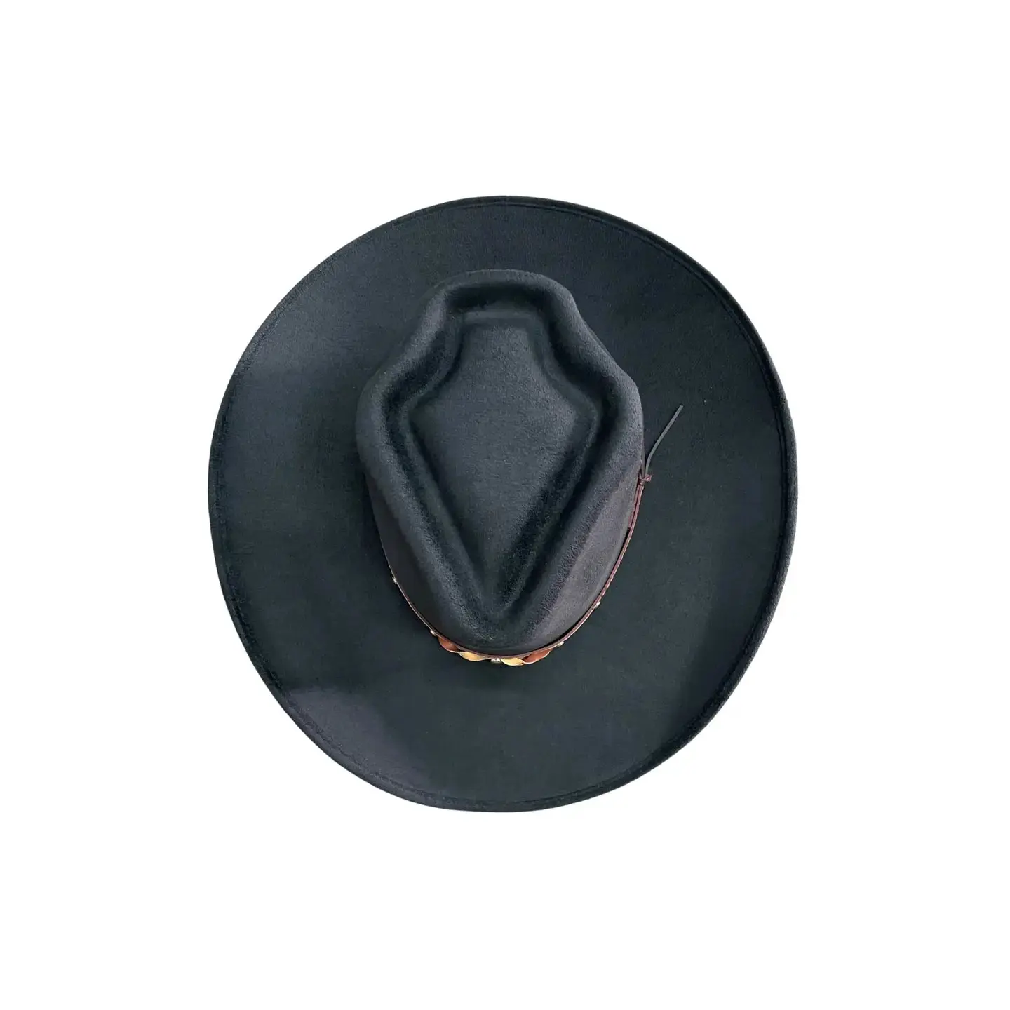 Arrowhead Western Hat w/ Leather Band - Black