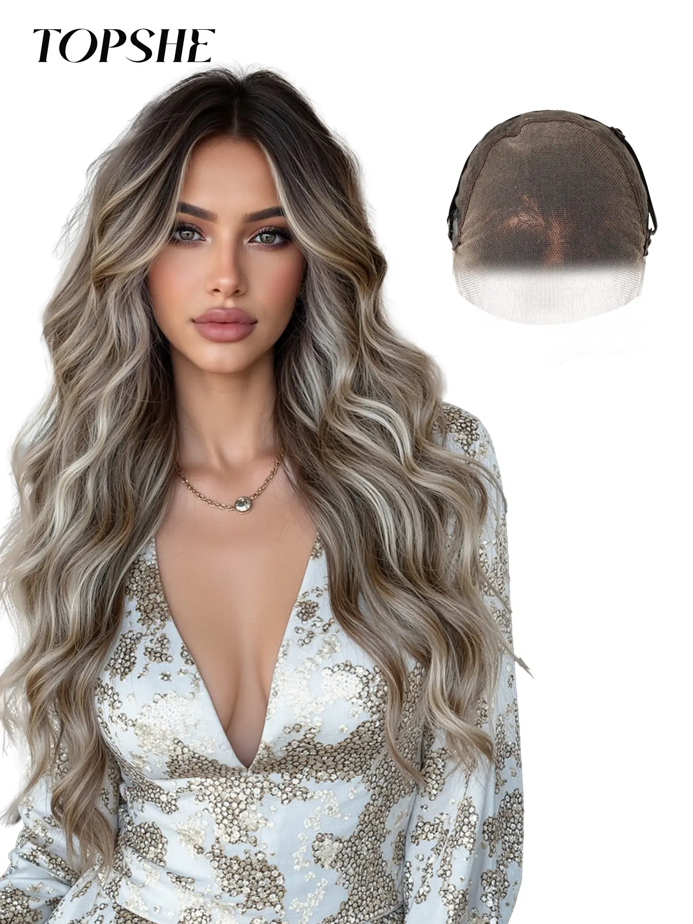Topshe Handwoven Lace 13x6 Long Curly Wig, Lace Frontal Wigs, Natural Fashion Realistic, Lightweight Breathable, Random Parting, Perfect for Christmas & Festivals, Natural Looking Wig, Lace Wear Wig