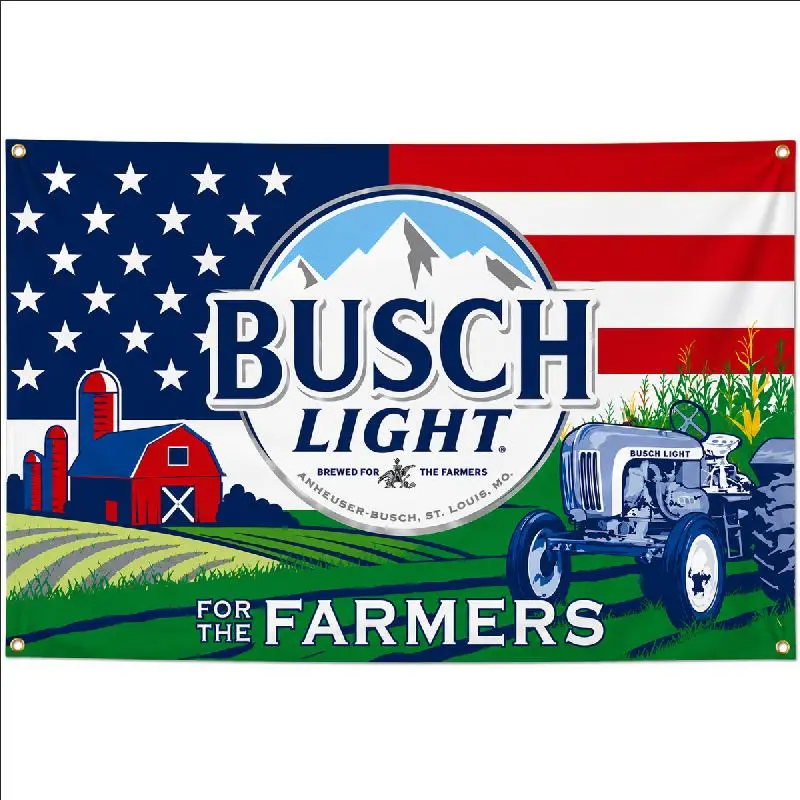 Busch Light American Flag 3x5FT Beer Banner For The Farmers Patriotic Farmhouse Garage Bar Man Women Cave Wall Decor, Lightweight, Print