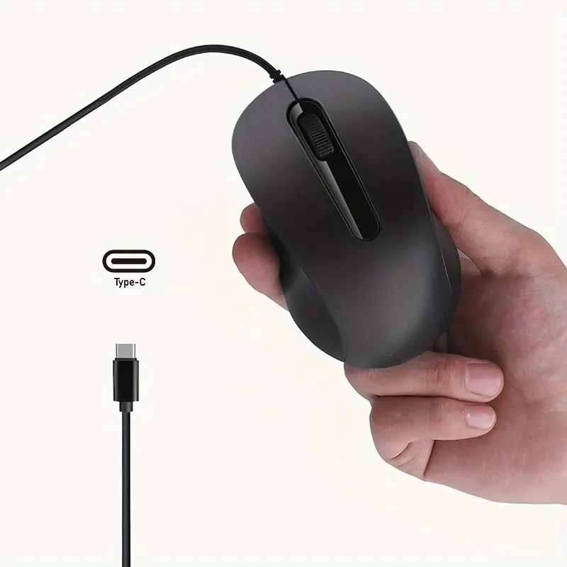 Mute Quiet Mouse Type C Wired Mouse Ergonomic Mini Optical Mause Home Office Mice for Laptop Tablet Windows Android Mac Optical Sensor Mouse Computer Mice