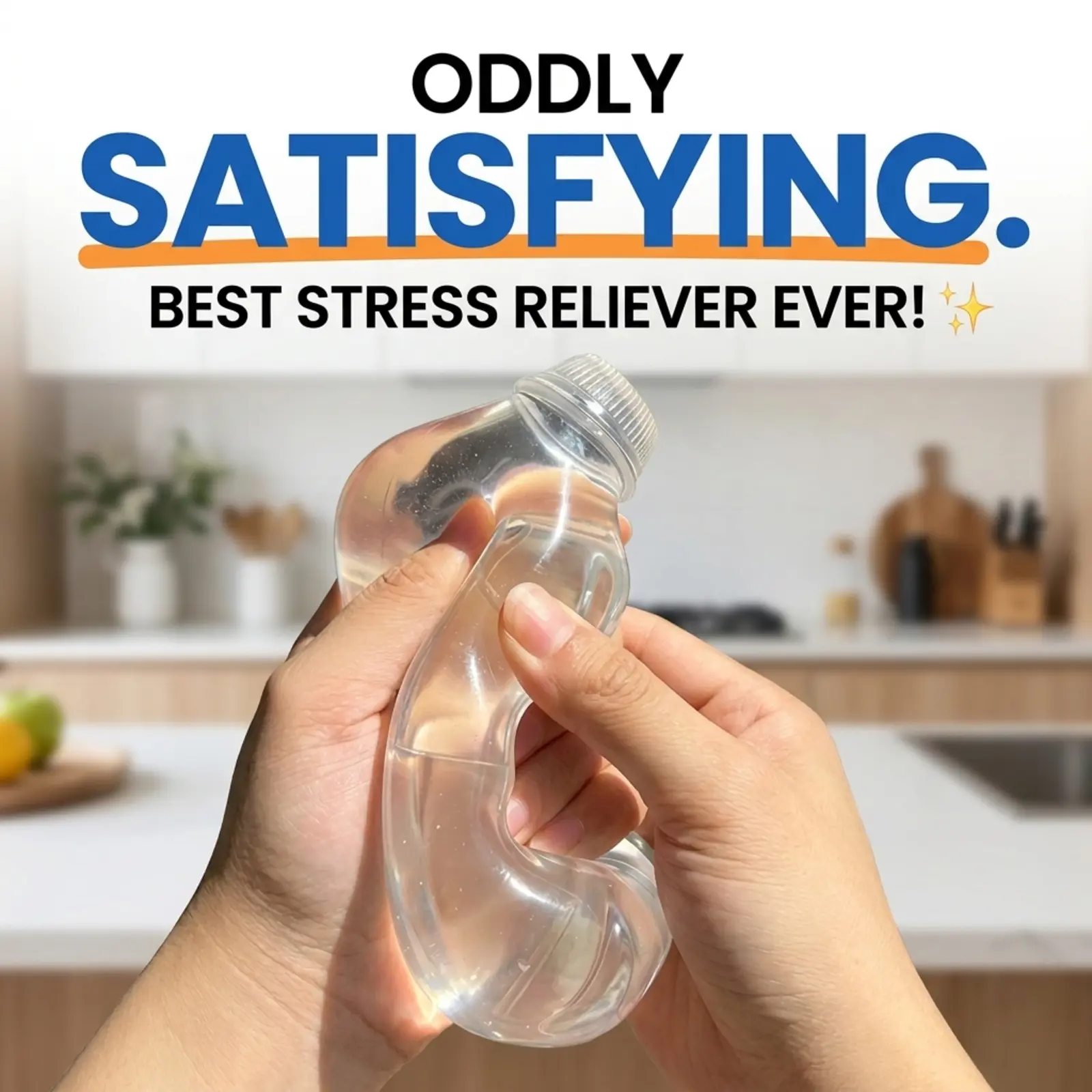 Transparent Mineral Water Bottle Soft Squishy Toy - BPA-Free TPR Stress Relief Aid, Slow Rising Shapeable Desk Fidget for Meetings and Study, Mini Bottle Look Doubles as Decor for Neurodivergent Kids, Smooth Yet Durable Sensory ASMR Toy