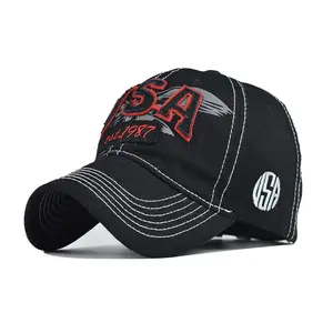 "USA Est 1987" Embroidered Baseball Cap – Vintage Distressed Cotton Hat, Adjustable Fit, Soft Washed Cotton, UV Protection, Retro Patriotic Trucker Hat for Men & Women