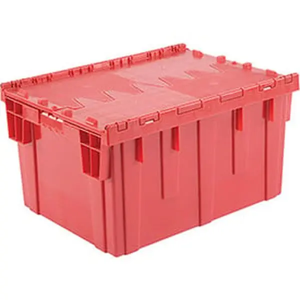 Monoflo International DC2820-15RED Rectangle Plastic Storage Totes with Shipping Hinged Lids, 28.125x20.75x15.625in Home Organizer Containers