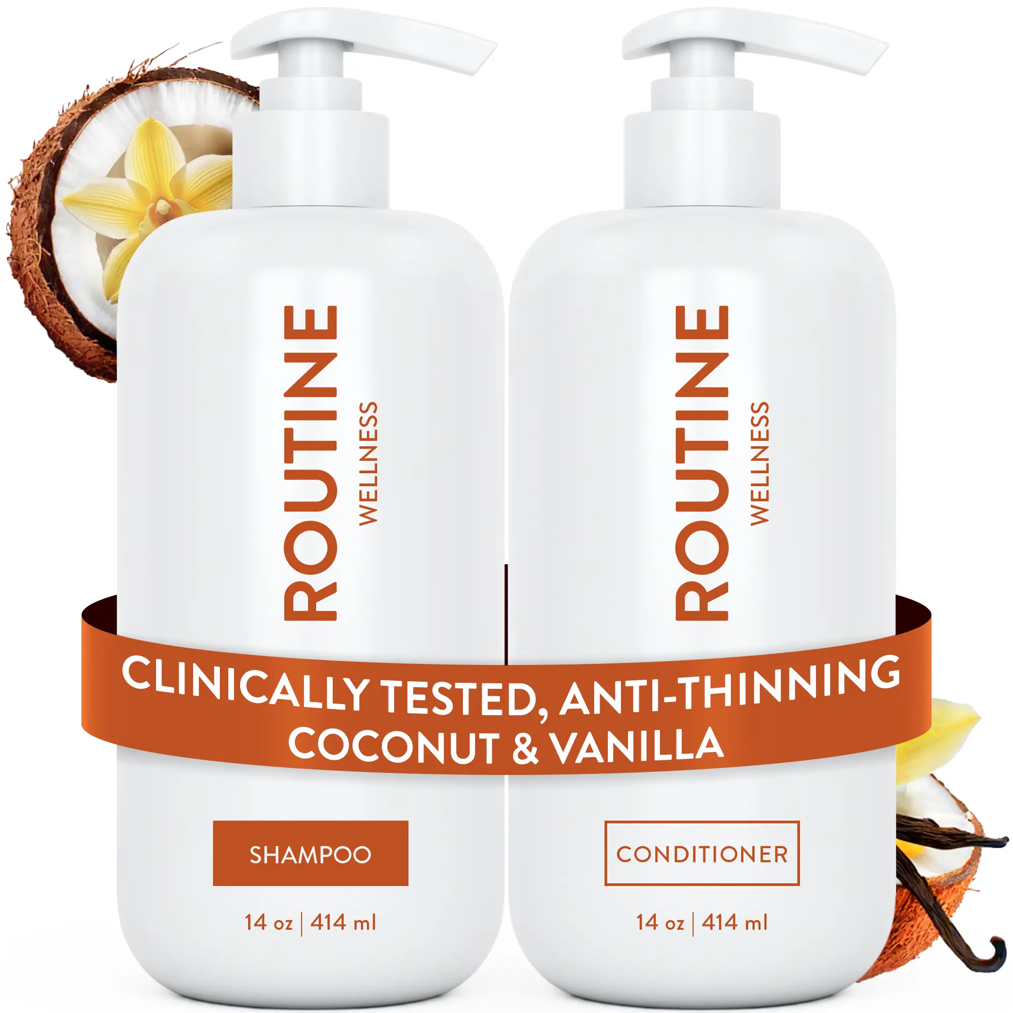 Routine Wellness Anti-Thinning 14oz Shampoo & Conditioner Set for Thinning Hair & Hair Loss - Sulfate-Free, Color-Safe, Biotin & Peptides, Nourishing Botanicals