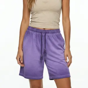 Yito Life Women’s Vintage Dirty Wash Shorts, Faded Cotton Elastic Waist Casual Shorts Womenswear Bottom Everyday Outdoor Style