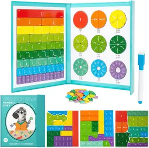 Magnetic Fraction Educational Puzzle with Fraction Tiles & Circles, Math Manipulatives Montessori Learning Toys to Help Kids Learn Fractions and Build Early Math Skills