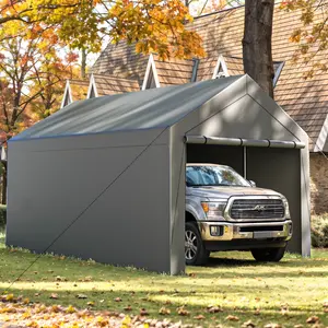 Grezone 10x20ft Heavy Duty Portable Garage Carport - Portable Awnings with Removable Sidewalls & Doors, All-Season Tarp Shaded Canopy for Car, Outdoor Furniture