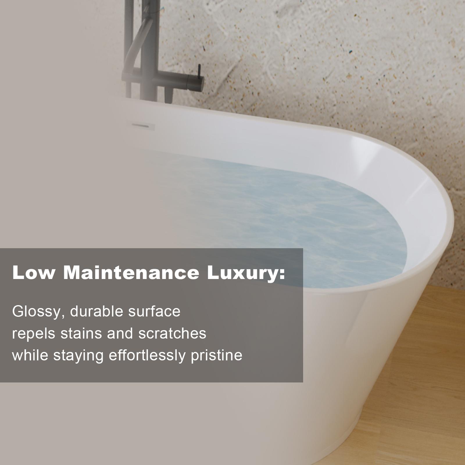 SAVEYOUR 59" Acrylic Freestanding Bathtub, Stand Alone Soaking Tub, Glossy White Acrylic, Toe-tap Chrome Drain, cUPC Certified SAVEYOUR 59" Acrylic Freestanding Bathtub, Stand Alone Soaking Tub, Glossy White Acrylic, Toe-tap Chrome Drain, cUPC Certified