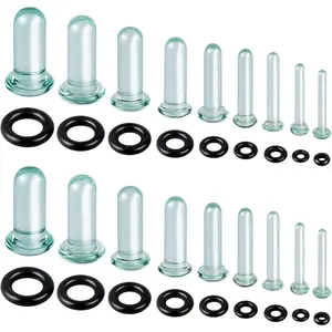 STANDARD GOODS 14-18Pcs Glass Ear Stretching Kit 1.6-7mm/7.5-12mm Plugs for Ears Gauges with O-Rings Single Flare Glass Gauge Stretching Kit Ear Expander Body Piercing Jewelry for Women Men