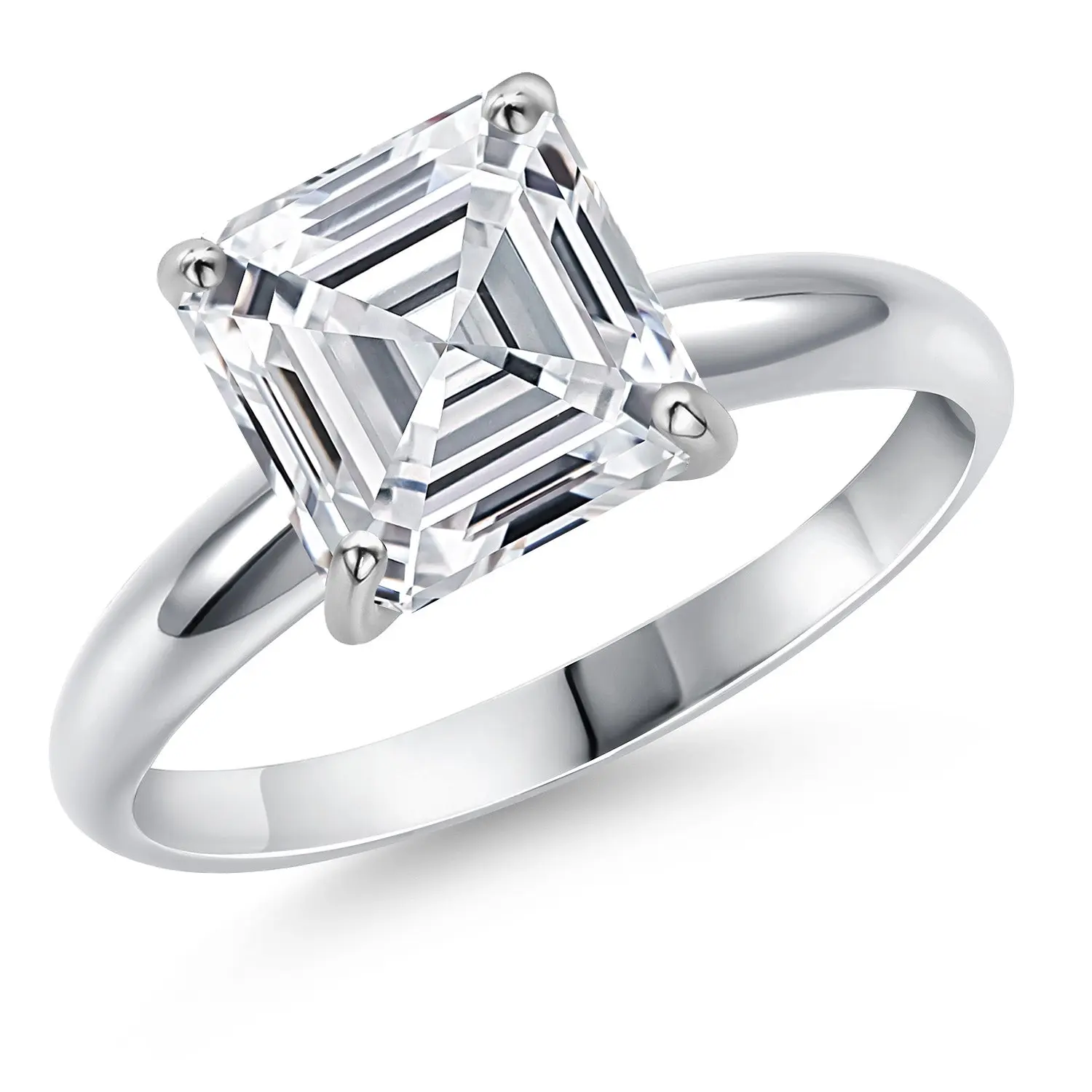 5.00 Ct IGI Certified Lab Grown Diamond 14K White Gold Solitaire Engagement Ring for Women | Asscher Cut | D-E Color | VS1-VS2 Clarity